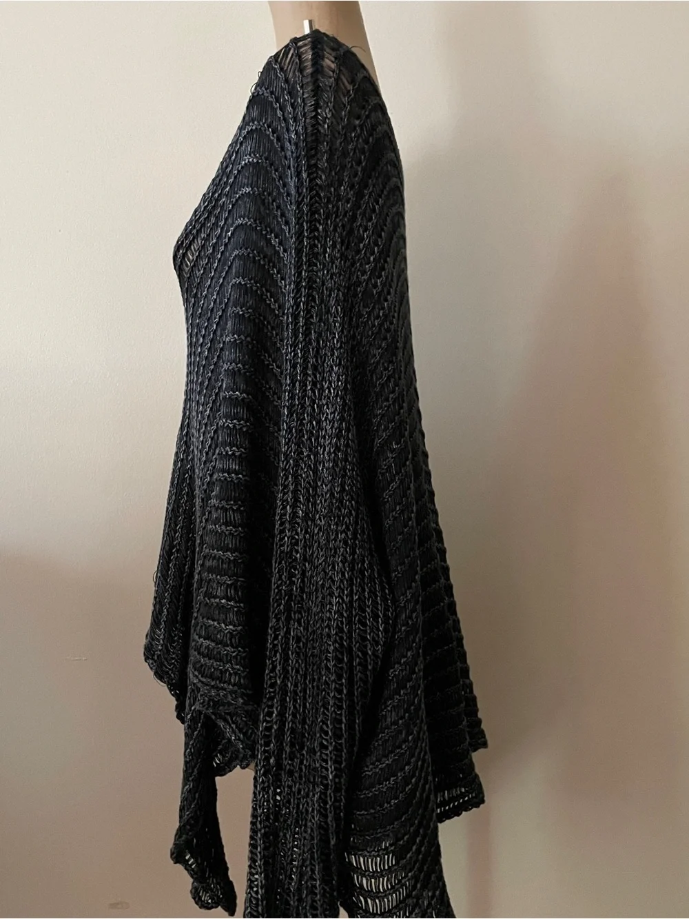 Open-Knit Black Women's Poncho‎ Shrug - Lightweight Layering